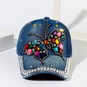 NEW Butterfly Rhinestone Ball Cap